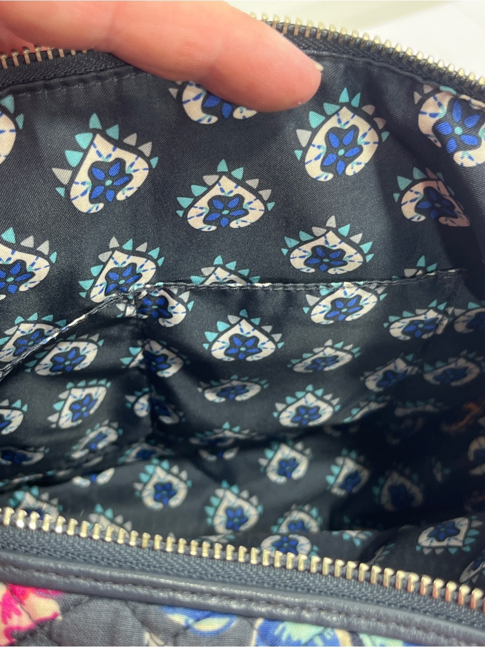 Vera Bradley Quilted Floral Shoulder Tote in Navy - Picture 14 of 16